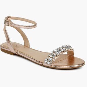 Jewel Badgley Mischka Ohara Ankle Strap Sandals - Rose Gold Size 10